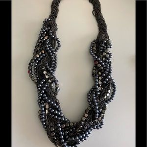 Bebe beaded rhinestone chain necklace